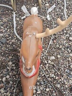 1970 Empire Santa in Sleigh Reindeer Blow Mold Runners Lighted Christmas