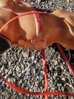 1970 Empire Santa in Sleigh Reindeer Blow Mold Runners Lighted Christmas