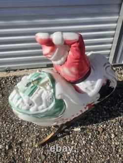 1970 Empire Santa in Sleigh Reindeer Blow Mold Runners Lighted Christmas