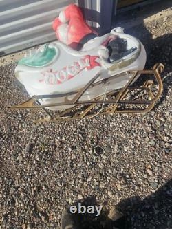 1970 Empire Santa in Sleigh Reindeer Blow Mold Runners Lighted Christmas