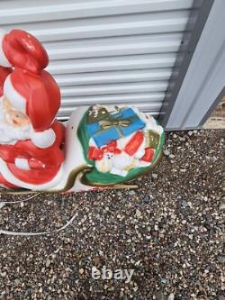 1970 Empire Santa in Sleigh Reindeer Blow Mold Runners Lighted Christmas