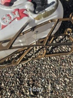 1970 Empire Santa in Sleigh Reindeer Blow Mold Runners Lighted Christmas