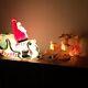1970 Vintage Empire Blow Mold Santa In Sleigh With 2 Reindeer / Christmas Lights
