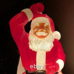 1970 Vintage Empire Blow Mold Santa in Sleigh with 2 Reindeer / Christmas Lights