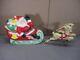 1970 Vintage Lighted Empire Blow Mold Santa Sleigh With 2 Reindeer & Light Cord