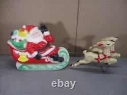 1970 Vintage Lighted Empire BLOW MOLD SANTA SLEIGH with 2 Reindeer & Light cord
