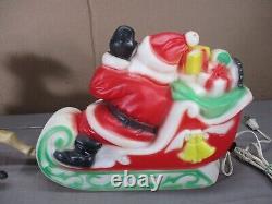 1970 Vintage Lighted Empire BLOW MOLD SANTA SLEIGH with 2 Reindeer & Light cord