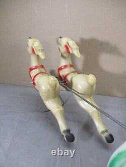 1970 Vintage Lighted Empire BLOW MOLD SANTA SLEIGH with 2 Reindeer & Light cord