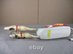 1970 Vintage Lighted Empire BLOW MOLD SANTA SLEIGH with 2 Reindeer & Light cord