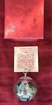 1972 Christmas Bell Wallace Silver Limited Edition Santa in Sleigh with Reindeer
