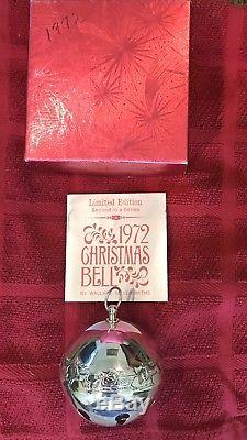 1972 Christmas Bell Wallace Silver Limited Edition Santa in Sleigh with Reindeer