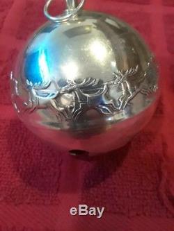 1972 Christmas Bell Wallace Silver Limited Edition Santa in Sleigh with Reindeer