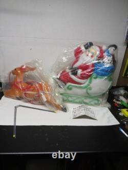 1977 RARE 24 Empire Santa, Sleigh, Reindeer Christmas Blow Molds & Box-Complete