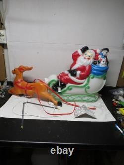 1977 RARE 24 Empire Santa, Sleigh, Reindeer Christmas Blow Molds & Box-Complete