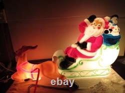 1977 RARE 24 Empire Santa, Sleigh, Reindeer Christmas Blow Molds & Box-Complete