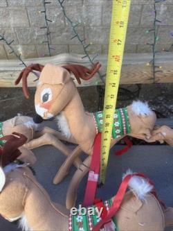1978 Annalee Santa in Sleigh Drawn by 8 Flying Reindeer Vintage Large 9 Feet