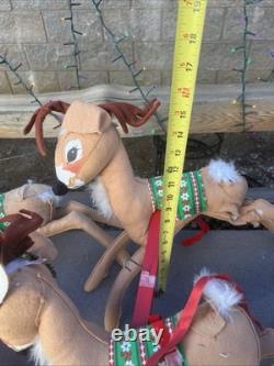 1978 Annalee Santa in Sleigh Drawn by 8 Flying Reindeer Vintage Large 9 Feet