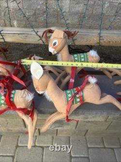 1978 Annalee Santa in Sleigh Drawn by 8 Flying Reindeer Vintage Large 9 Feet