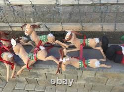 1978 Annalee Santa in Sleigh Drawn by 8 Flying Reindeer Vintage Large 9 Feet