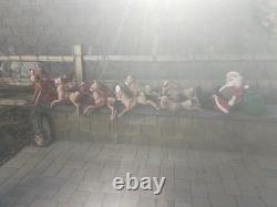 1978 Annalee Santa in Sleigh Drawn by 8 Flying Reindeer Vintage Large 9 Feet