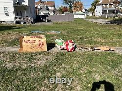 1979 Empire Santa in Sleigh Reindeer Blow Mold Runners Lighted Christmas W Box