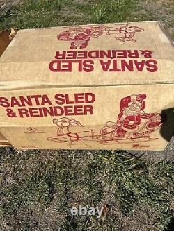 1979 Empire Santa in Sleigh Reindeer Blow Mold Runners Lighted Christmas W Box