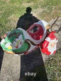 1979 Empire Santa in Sleigh Reindeer Blow Mold Runners Lighted Christmas W Box
