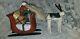 1989 Paige Koosed Folk Art Hand Carved Wood Santa In Sleigh W Reindeer Christmas