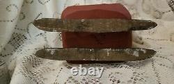 1989 PAIGE KOOSED folk Art Hand Carved Wood Santa In Sleigh W Reindeer Christmas