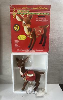 1992 Telco Motionettes Christmas Decor Rudolph Vixen Reindeer Nose Light Animate