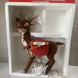 1992 Telco Motionettes Christmas Decor Rudolph Vixen Reindeer Nose Light Animate