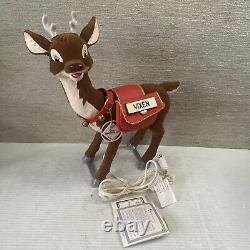 1992 Telco Motionettes Christmas Decor Rudolph Vixen Reindeer Nose Light Animate