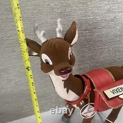 1992 Telco Motionettes Christmas Decor Rudolph Vixen Reindeer Nose Light Animate