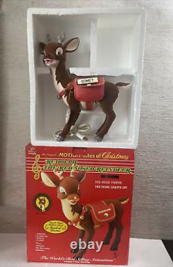 1992 Telco Motionettes Christmas Rudolph Comet Reindeer Red Nose Lights Animated