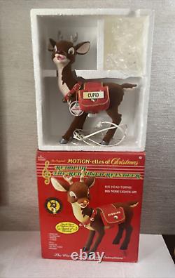 1992 Telco Motionettes Christmas Rudolph Cupid Reindeer Red Nose Lights Animated