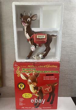 1992 Telco Motionettes Christmas Rudolph Dancer Reindeer Red Nose Light Animated