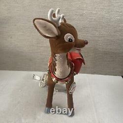 1992 Telco Motionettes Christmas Rudolph Dancer Reindeer Red Nose Light Animated