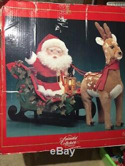 1993 Santas Best Animated Collection Santa Sleigh & Reindeer Motion Lights
