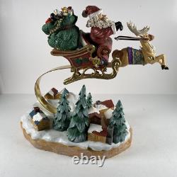 1994 Mercuries Large Bouncing Flying Santa with Reindeer Sleigh Village Rare