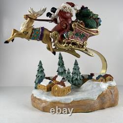 1994 Mercuries Large Bouncing Flying Santa with Reindeer Sleigh Village Rare