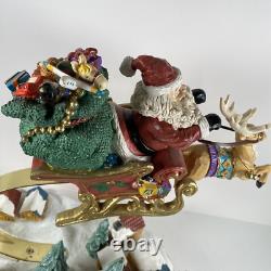 1994 Mercuries Large Bouncing Flying Santa with Reindeer Sleigh Village Rare