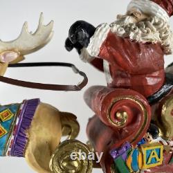 1994 Mercuries Large Bouncing Flying Santa with Reindeer Sleigh Village Rare