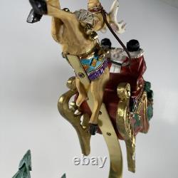 1994 Mercuries Large Bouncing Flying Santa with Reindeer Sleigh Village Rare