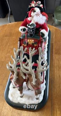 1995 Holiday Creations Santa With Reindeer Sleigh Animated Musical Tested WBox