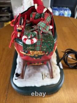 1995 Holiday Creations Santa With Reindeer Sleigh Animated Musical Tested WBox