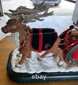 1995 Holiday Creations Santa With Reindeer Sleigh Animated Musical Tested WBox