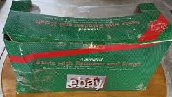 1995 Holiday Creations Santa With Reindeer Sleigh Animated Musical Tested WBox