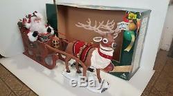 1998 Christmas Holiday Creations Animated Reindeer and Santa in Sleigh Musical