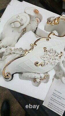 2000 Grandeur Noel Porcelain Christmas Ensemble Santa, Reindeer & Sleigh Set