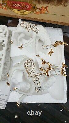 2000 Grandeur Noel Porcelain Christmas Ensemble Santa, Reindeer & Sleigh Set